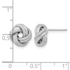 14k White Gold 10mm Polished Textured Double Love Knot Post Earrings