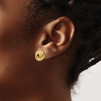 14k 13.5mm Polished Textured Double Love Knot Post Earrings