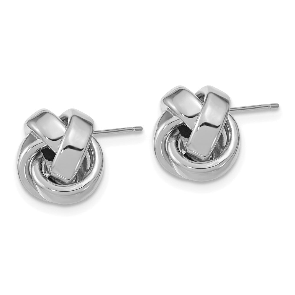 14k White Gold 12mm Polished Love Knot Post Earrings