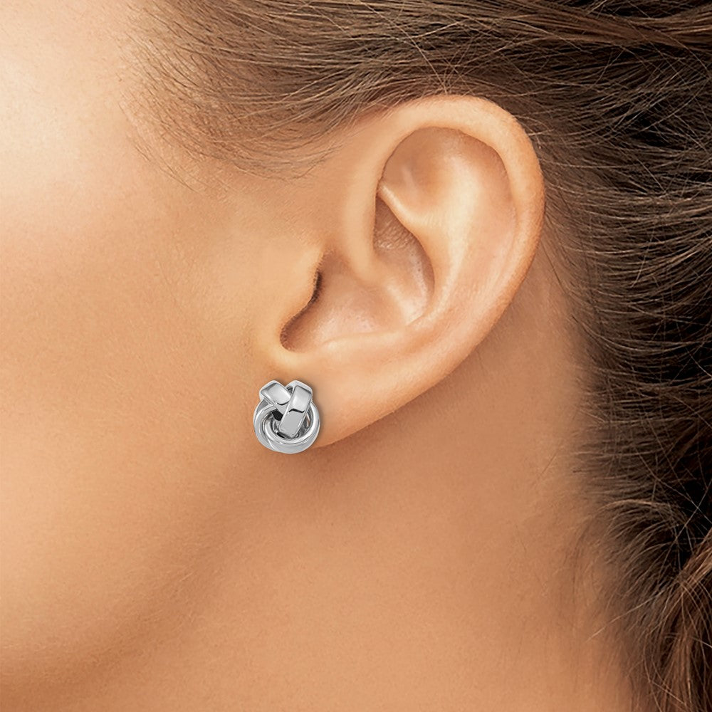 14k White Gold 12mm Polished Love Knot Post Earrings