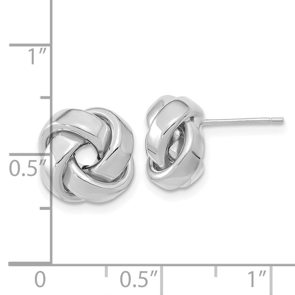 14k White Gold 12mm Polished Love Knot Post Earrings