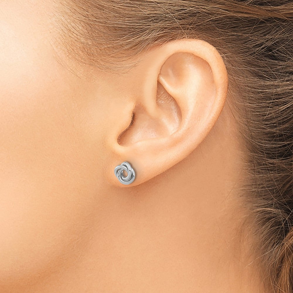 14k White Gold 8mm Polished Love Knot Post Earrings