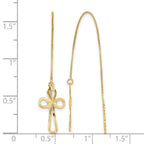 14k Polished Diamond-cut Box Chain with Cross Threader Earrings