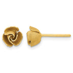 14k Satin Finish Diamond-cut Rose Post Earrings
