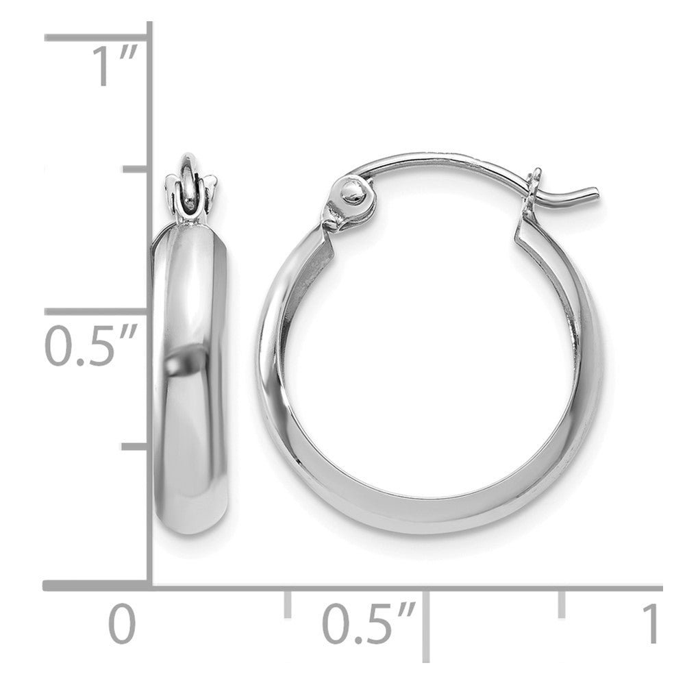 14k White Gold 3.5x14mm Polished Hoop Earrings