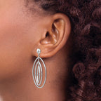 14k White Gold Graduated Ovals Dangle Post Earrings