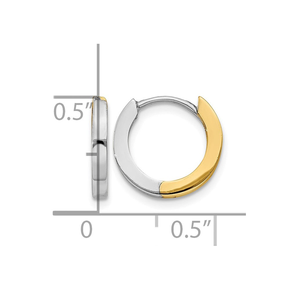 14k Two-tone 2mm Round Hinged Hoop Earrings