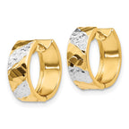 14k 5mm Diamond-cut Rhodium Hoop Earrings