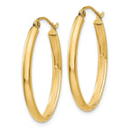 14k 3x29mm Oval Tube Hoop Earrings