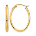 14k 3x29mm Oval Tube Hoop Earrings