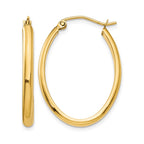14k 3x29mm Oval Tube Hoop Earrings