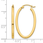 14k 2x30mm Polished Oval Tube Hoop Earrings