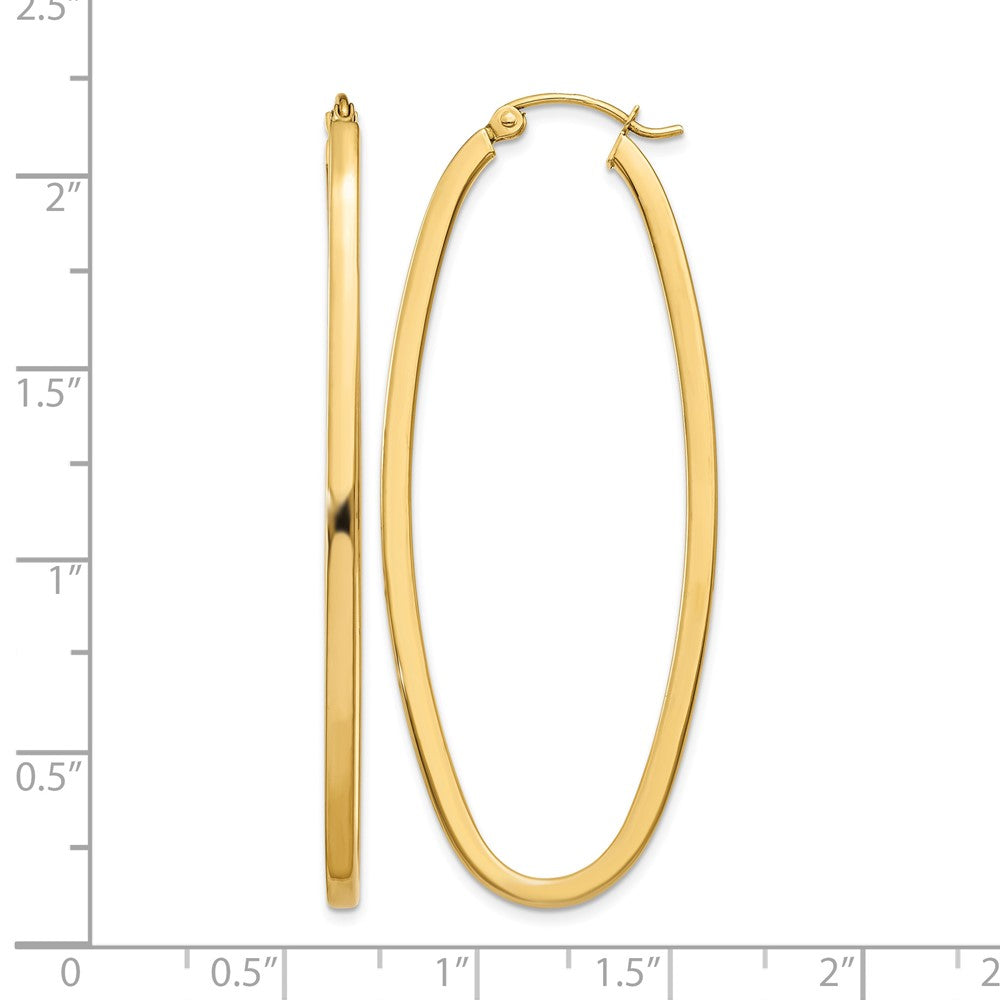 14k 2x53mm Large Oval Tube Hoop Earrings