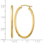 14k 2x35mm Oval Tube Hoop Earrings