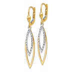 14k Two-tone Diamond-cut Dangle Leverback Earrings