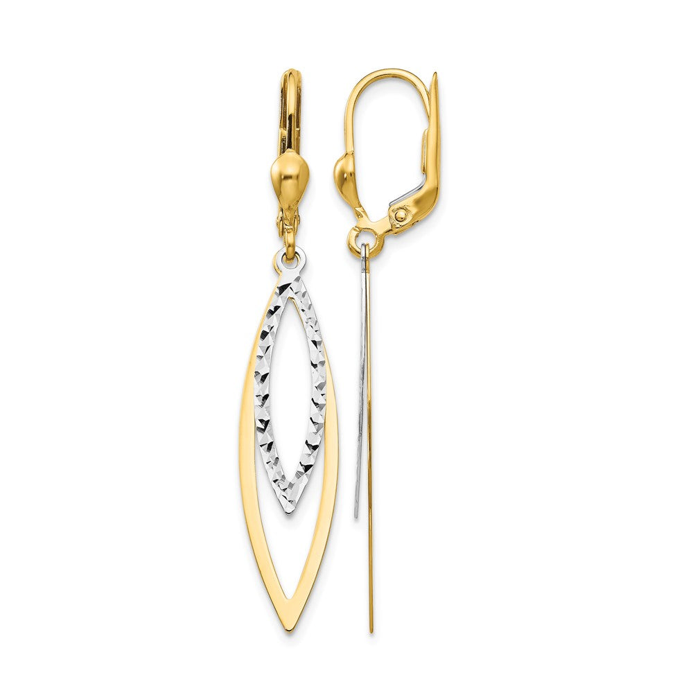 14k Two-tone Diamond-cut Dangle Leverback Earrings