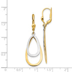 14k Two-tone Teardrop Dangle Leverback Earrings