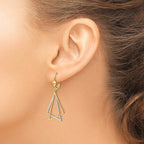 14k Two-tone Polished Triangles Drop Leverback Earrings