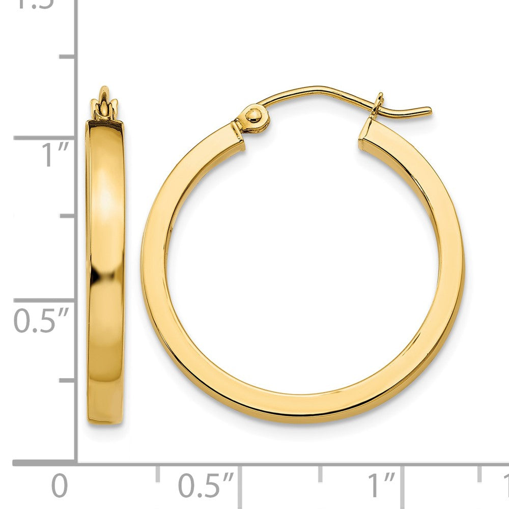 14k 2x25mm Polished Square Tube Hoop Earrings