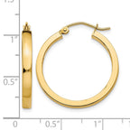 14k 2x25mm Polished Square Tube Hoop Earrings