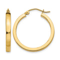 14k 2x25mm Polished Square Tube Hoop Earrings