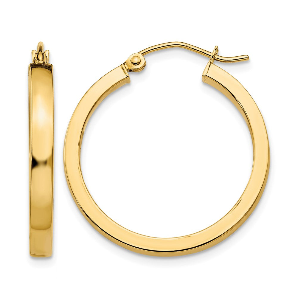 14k 2x25mm Polished Square Tube Hoop Earrings