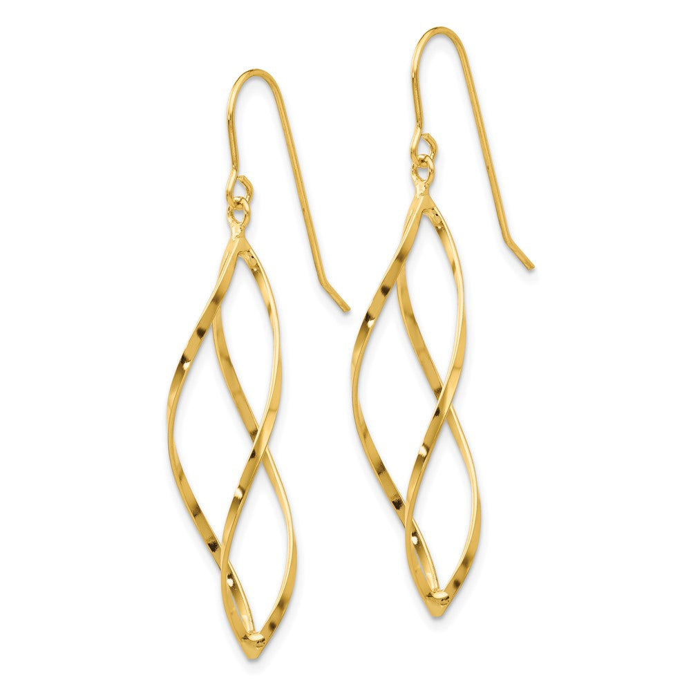 14K Twisted Swirl Dangle French Hook Earrings