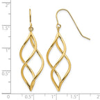14K Twisted Swirl Dangle French Hook Earrings