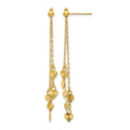14K Diamond-cut Hearts and Chain Dangle Post Earrings