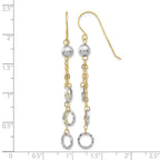14k Two-tone Circle and Chain Dangle French Hook Earrings