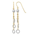 14k Two-tone Circle and Chain Dangle French Hook Earrings