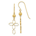 14k Geometric Cross Dangle French Hook Earrings
