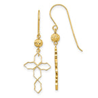 14k Geometric Cross Dangle French Hook Earrings