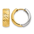 14k Two-tone Textured Hoop Earrings