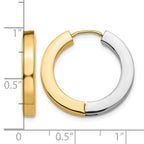 14k Two-tone Gold Polished Hollow Hinged Hoop Earrings