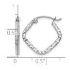 14K White Gold Diamond Cut Squared Hoop Earrings