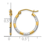 14K w/White Rhodium Diamond Cut Hoop Earrings
