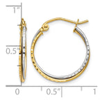14K Yellow and White Gold Diamond Cut Twisted Hoop Earrings