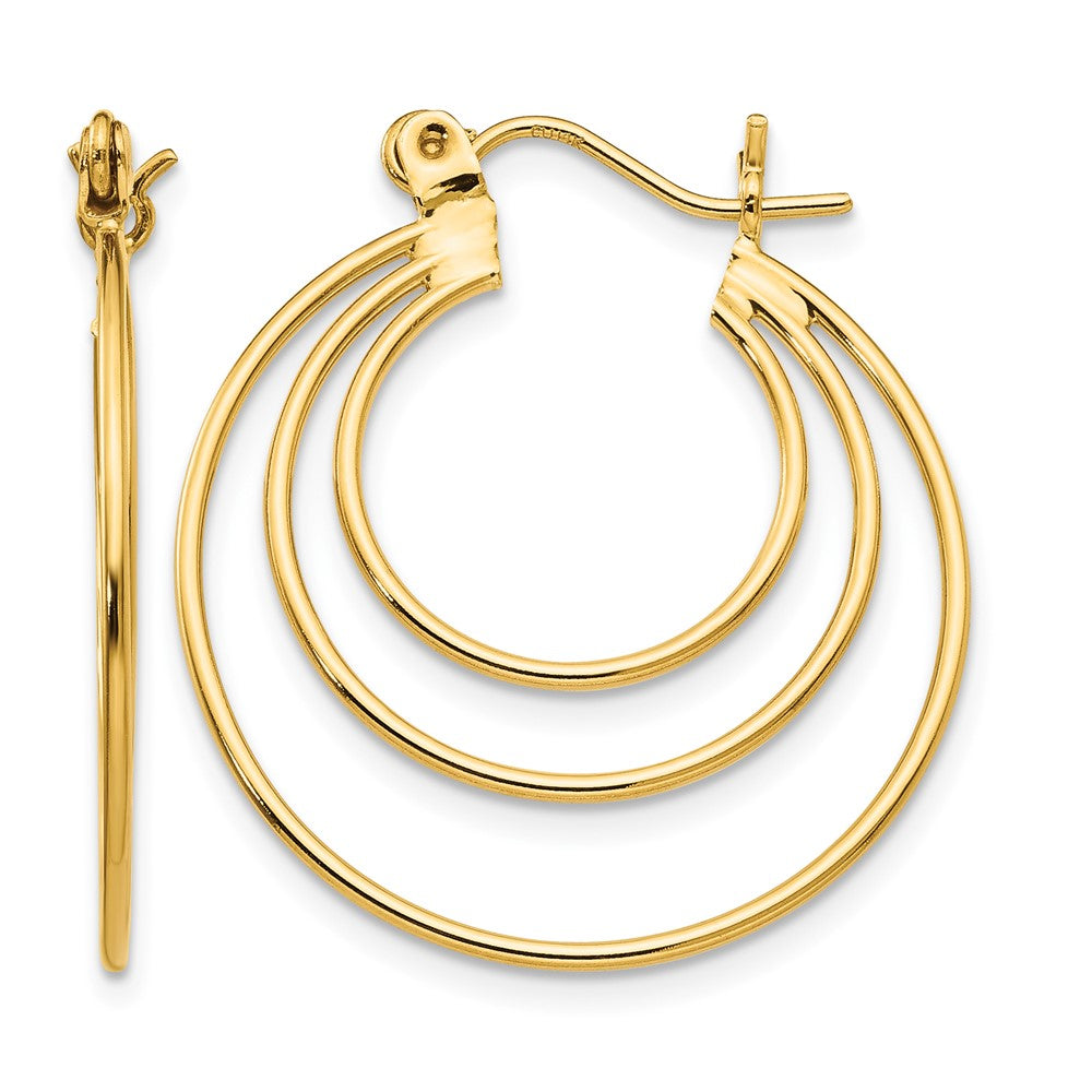 14k Polished Circles Hoop Earrings