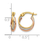 14k Tri-color Twisted Hoop Earrings