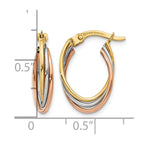 14k Tri-color Twisted Hoop Earrings