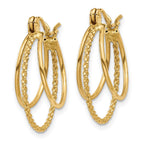 14k Polished and Textured Circle Hoop Earrings