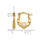 14K & Rhodium Heart Hollow Hoop Earrings
