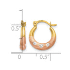 14K & White and Rose Rhodium Flower Hoop Earrings