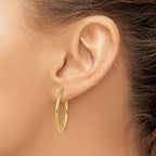 14K & Rose Heart D/C Hoop Earrings