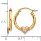 14K Yellow & Rose Gold Heart D/C Hoop Earrings