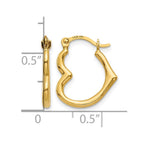 14K Heart Shaped Hollow Hoop Earrings