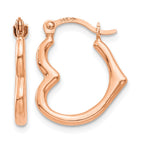 14K Rose Gold Heart Shaped Hollow Hoop Earrings