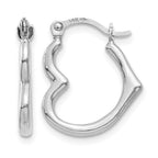 14K White Gold Heart Shaped Hollow Hoop Earrings
