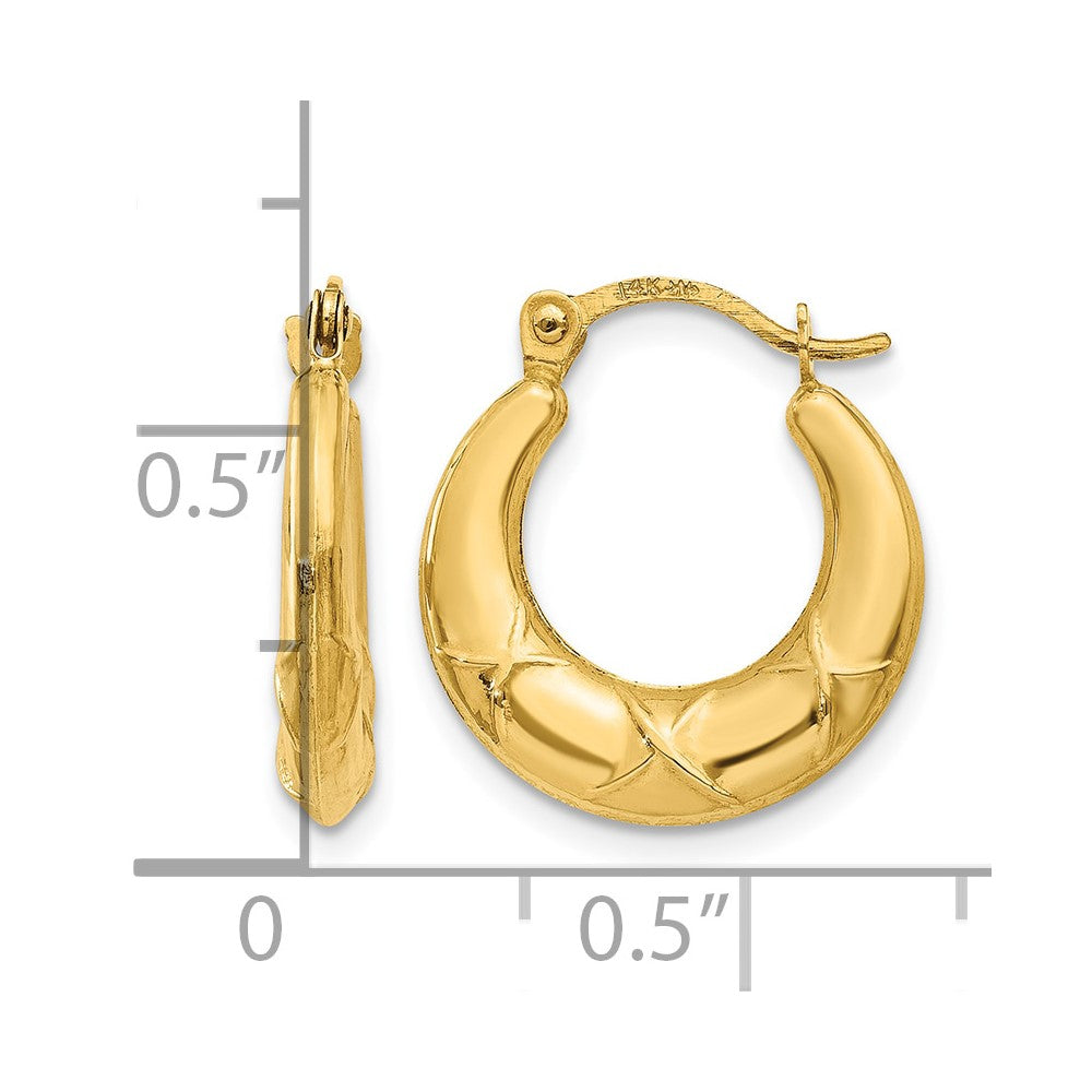 14K Hollow X Hoop Earrings